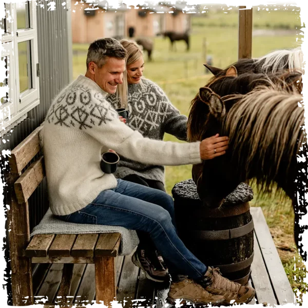 A couple with Mr Iceland wool sweaters