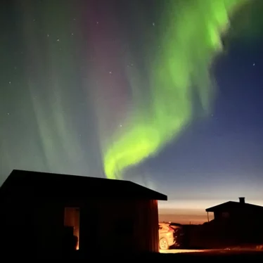 A northern lights view from Mr Iceland cabins