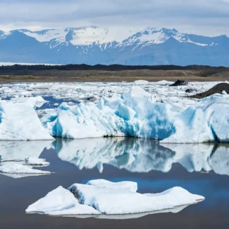 Icebergs in the glacial lagoon of Jokulsarlon in Iceland