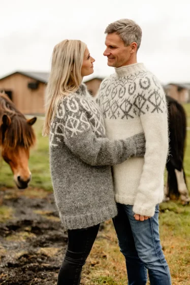 Mr Iceland couple with homemade sweater