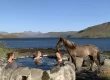 Mr Iceland - guests having a warm bath during a horseback ride in summer