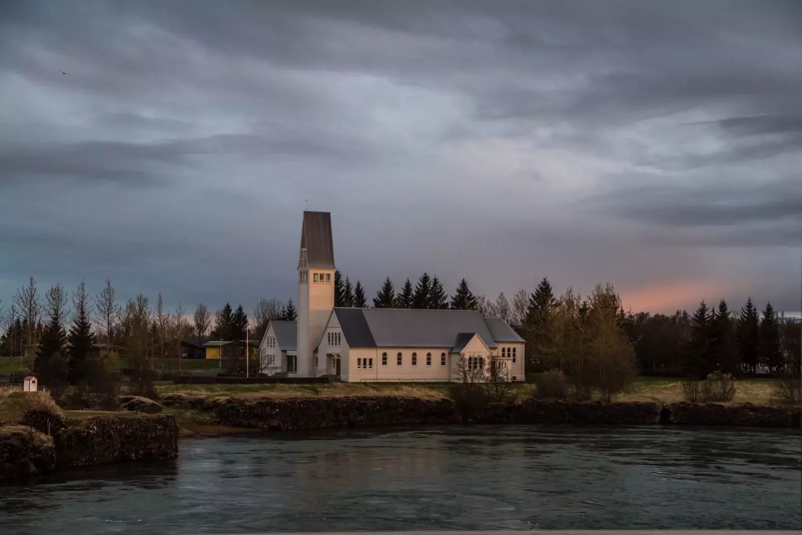 Selfoss church on the river side