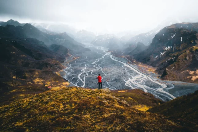 A moment of Þórsmörk hike day tour with Midgard Adventure in Iceland