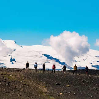 A moment of Þórsmörk hike day tour with Midgard Adventure in Iceland