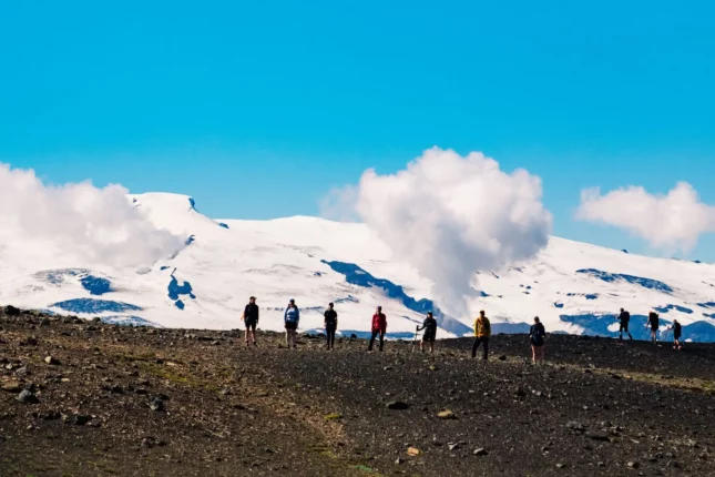 A moment of Þórsmörk hike day tour with Midgard Adventure in Iceland
