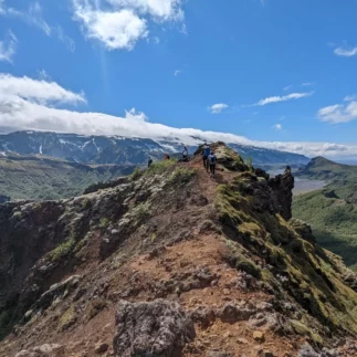 A moment of Þórsmörk hike day tour with Midgard Adventure in Iceland