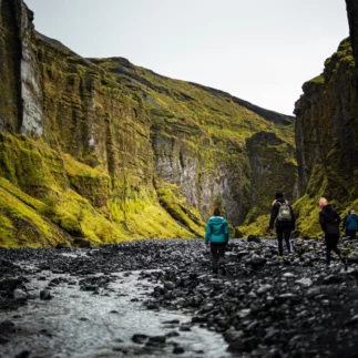 A moment of Þórsmörk hike day tour with Midgard Adventure in Iceland
