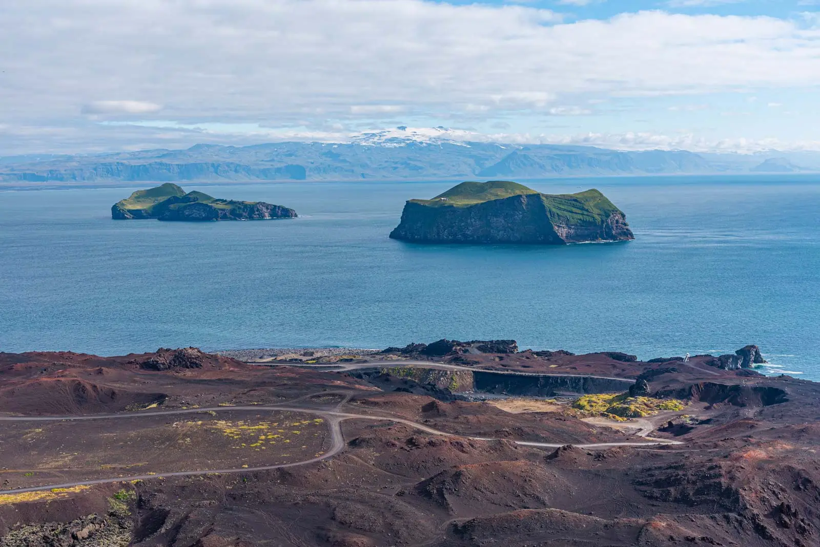 Volcanic landscape of Vestmannaeyjar archipelago of Iceland