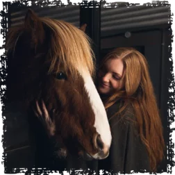 Welcomed into the stable to meet the Icelandic horses